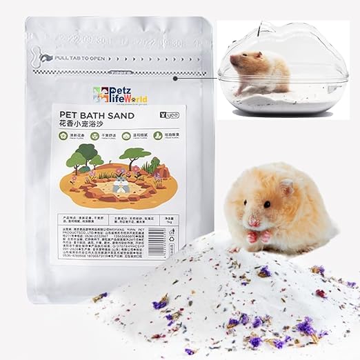 1Kg Dust-Free Hamster Bath Sand Natural Flower Scented Bathing Sand for Guinea Pig, Hamster and Other Small Animals by Pezlifeworld
