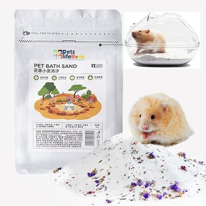 1Kg Dust-Free Hamster Bath Sand Natural Flower Scented Bathing Sand for Guinea Pig, Hamster and Other Small Animals by Pezlifeworld