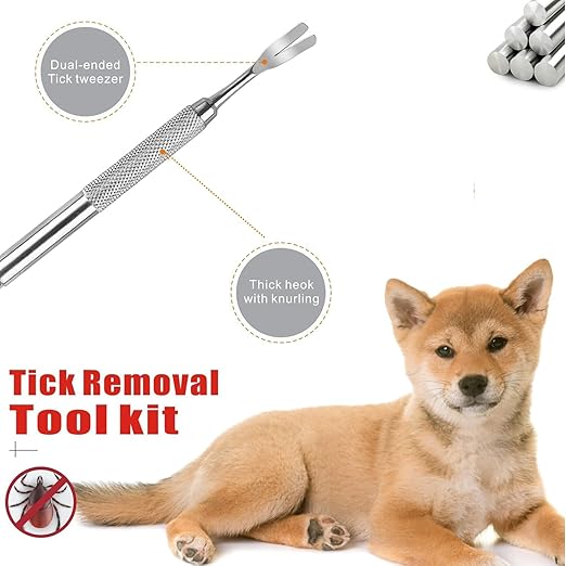 Petzlifeworld 2 Pcs Stainless Steel Pet Tick Removal Tool for Cats and Dogs, High Hardness V-Shaped Head, Can Be Used at Home Or Outdoors | Removing Fleas, Ticks, Dog Lice