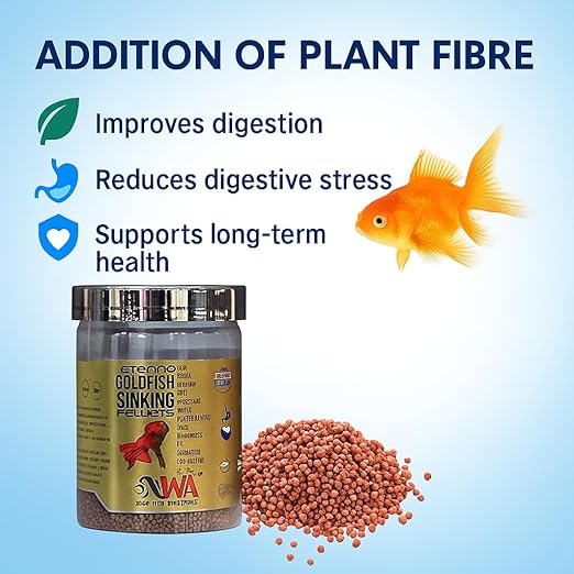 WA Wa Eterno Gold Fish Sinking Pellets Fish Food,220G(500Ml)|45% High Protein Feed Enriched With Aminoacids Vitamins And Minerals For Premium Grade Gold Fish By Petzlifeworld