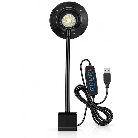 petzlifeworld FD-001 UFO Clip LED Aquarium Light | 3 Mode Fish Tank Light | 360° Flexible Gooseneck | DC 5V USB Powered | Fits 3–5mm Glass | for Betta, Nano & Planted Aquariums
