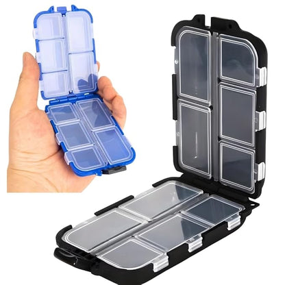 petzlifeworld Mini  and small Portable Fishing Tackle Box, 1pc Black Multi-Compartment Organizer with Lockable Lid & Design, Durable Lure Storage Case for Hooks, Rigs & Fishing Gear, Ideal for Anglers & Outdoor Use