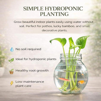 Petzlifeworld Resin Little Buddha Monk with Hydroponic Plant Vase Glass Bowl – Cute Zen Monk Figurine Planter for Indoor Plants, Desktop Table Decor, Hydroponic Pothos Holder for Home Office Decoration