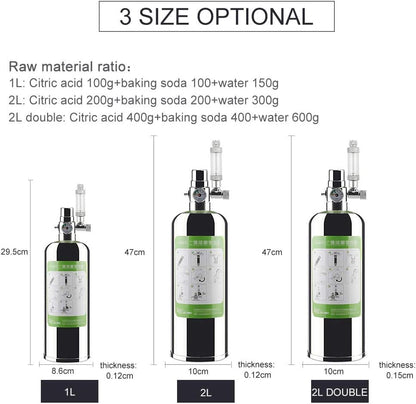 Petzlifeworld Stainless Steel 2L (Empty Cylinder) Planted Aquarium DIY Co2 Generator System Complete Kit with Pressure Gauge and Control Valve, Metal Bubble Counter, Co2 Tube and Diffuser (Complete Kit)