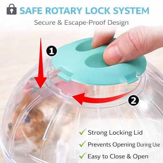 Petzlifeworld Large Hamster Exercise Ball 12CM Transparent Running Ball | Safe Lock Design | Small Animal Exercise Toy for Syrian Hamsters, Mice & Rodents | Cage Accessories & Play Toy