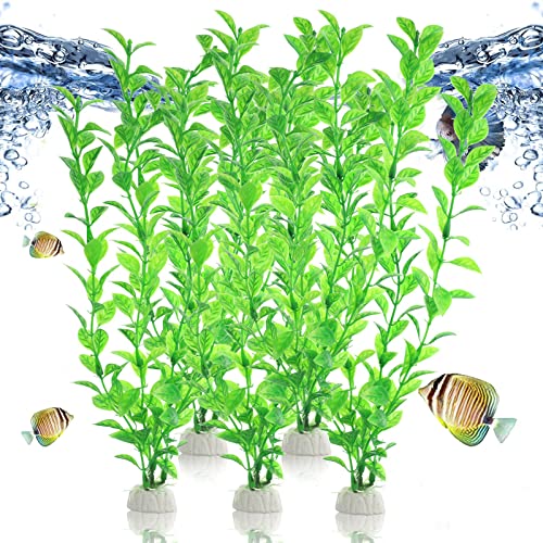 PetzLifeworld 12 Inch Green Rotella Aquarium Fish Tank Decoration Plastic Plants | Artificial Plants for Indoor Home and Office Decoration 6 Pcs Pack