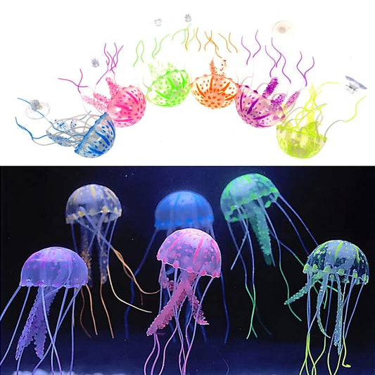 Petzlifeworld Glowing Effect Floating Jellyfish Fish Tank Ornament Decor (1 Pcs, Random Color) (Small)