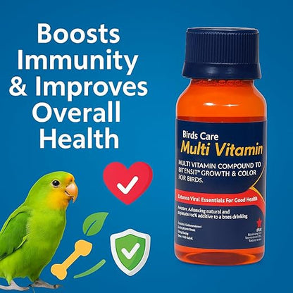 Birds Care Multi Vitamin 60ML (Pack of 2) for All Birds Health Supplements by Petzlifeworld