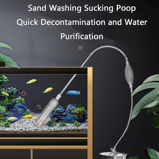 YEE Premium 2.6 Meter Grey Aquarium Fish Tank Syphon Gravel Sand Cleaner Vaccum Water Changer with Flow Control Tap