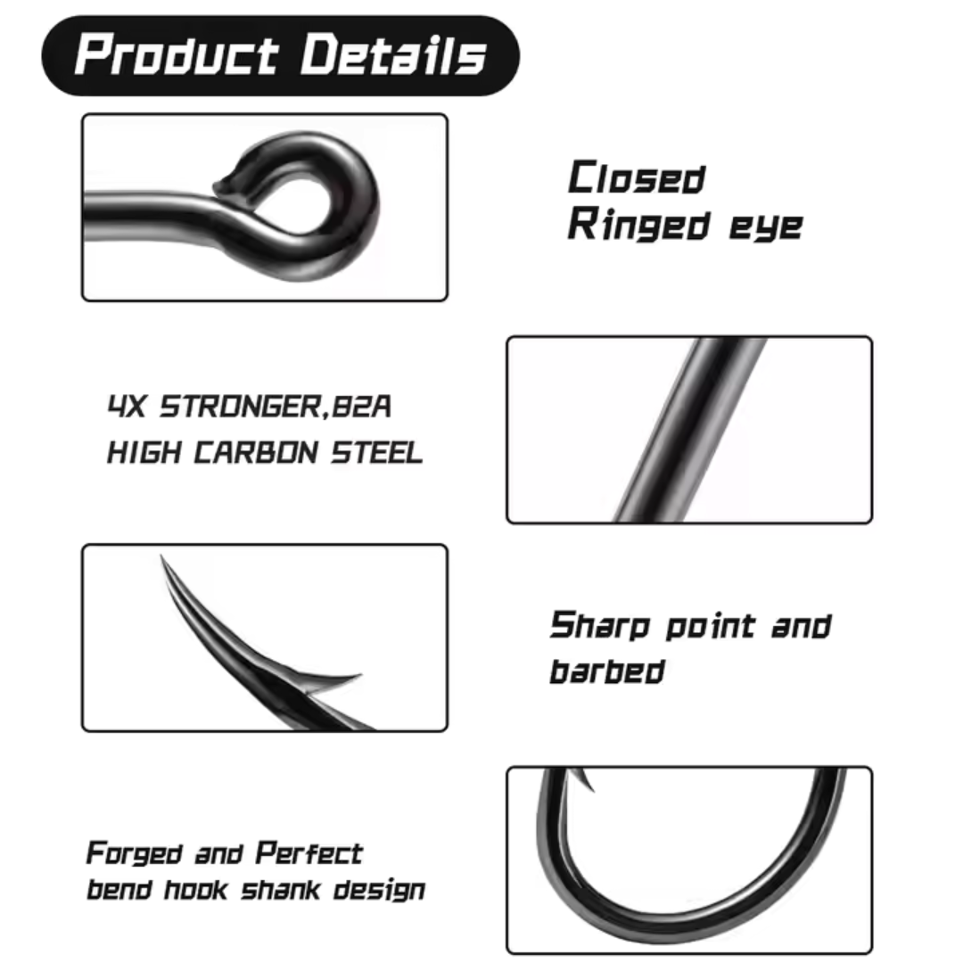 Mustad Hoodlum Live Bait Fishing Hook | 4 X Strong | Black Nickel