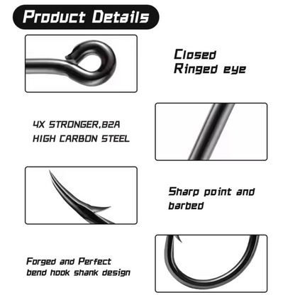 Mustad Hoodlum Live Bait Fishing Hook | 4 X Strong | Black Nickel