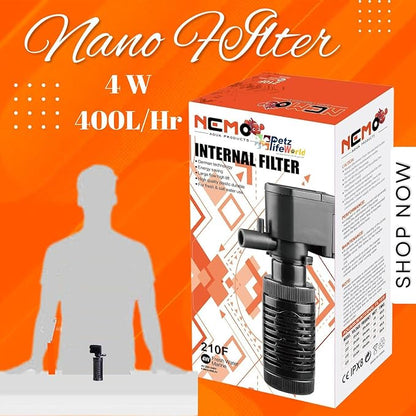 Nemo 4 In 1 Submersible Aquarium Internal Filter | 210F | 4 Watts | 400 L/Hr | Ultra Silent Fast and Effective Filtration For Fish Tank | Upto 1.5 Feet Tank