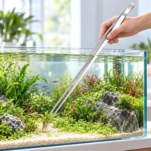 Petzlifeworld 47 cm Straight and Bent-Tip Tweezer Aquarium Tweezer | Stainless Steel Aquascaping Tool for Large & Deep Planted Tanks | Long Planting Forceps for Moss, Plants & Small Décor