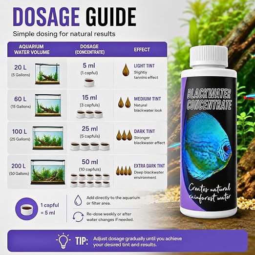 Petzlifeworld Aquatic Remedies Blackwater Concentrate 120ml for Aquariums | Natural Tannin Water Conditioner | Creates Amazon Blackwater Habitat | Enhances Fish Color & Health for Discus, Bettas, Tetras & Shrimp