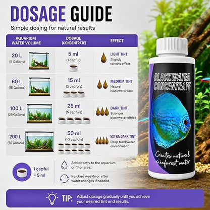 Petzlifeworld Aquatic Remedies Blackwater Concentrate 120ml for Aquariums | Natural Tannin Water Conditioner | Creates Amazon Blackwater Habitat | Enhances Fish Color & Health for Discus, Bettas, Tetras & Shrimp