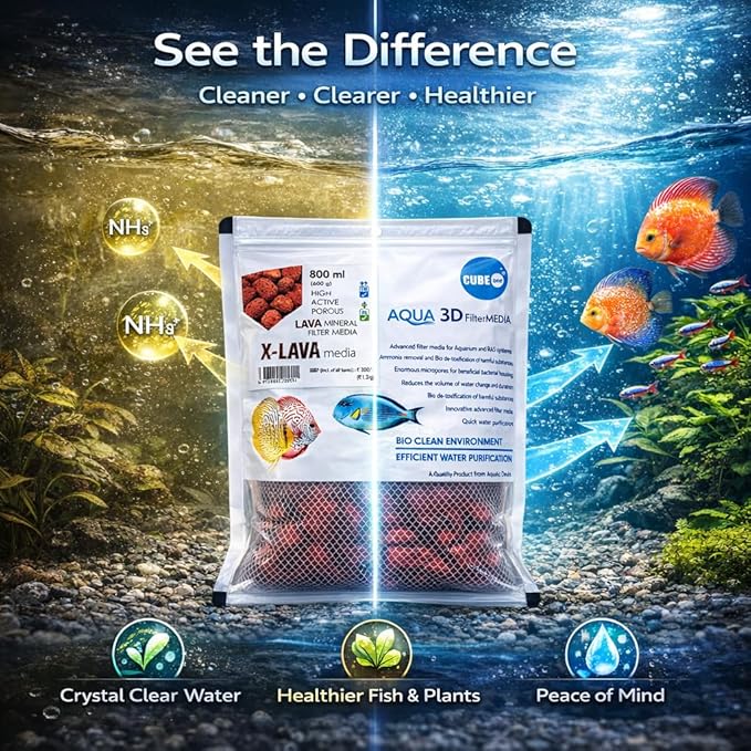 Aquatic Remedies X-Lava Filter Media, 800ML (600G) | The Finest Hand Picked Volcano Lava Porous and Water Treatment Filter Media for Aquarium
