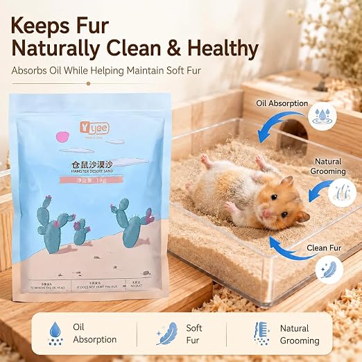 YEE Hamster Desert Bath Sand – 1kg | Natural Dust-Free Grooming & Potty Sand