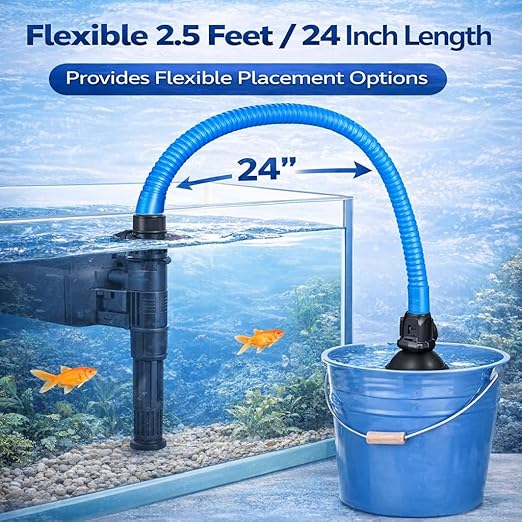 Petzlifeworld Aquarium Flexible Blue Hose Pipe 2.5 Ft | Air & Water Tube for Top Power Filter Pump | 1.7 cm Diameter with Suction Cups