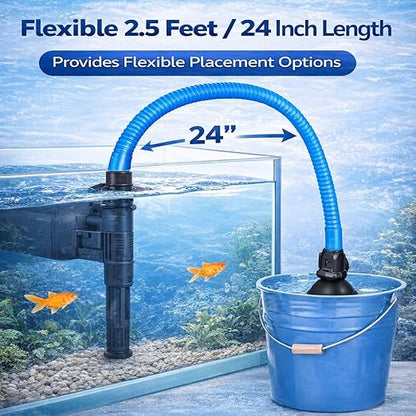 Petzlifeworld Aquarium Flexible Blue Hose Pipe 2.5 Ft | Air & Water Tube for Top Power Filter Pump | 1.7 cm Diameter with Suction Cups