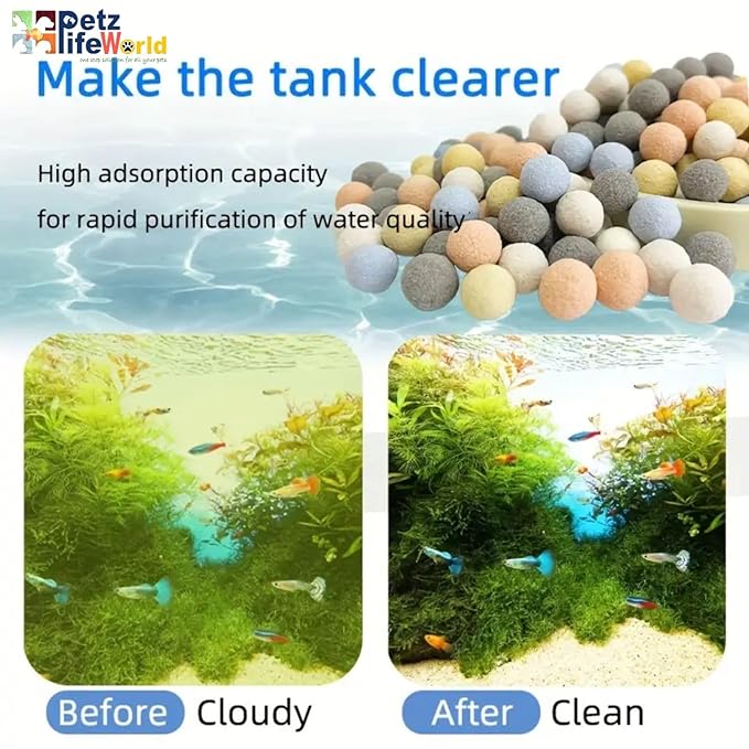 Petzlifeworld Filter Media Ceramic Nano Color Bio Ball with Free Mesh Bag, Promote Healthy Bacteria Growth and Optimize Water Quality