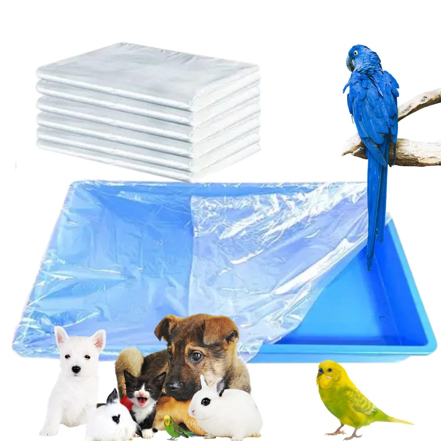Petzlifeworld 50 Pcs(60 * 40 Cm) Disposable Cage Tray Liners – Transparent Waterproof Liner Covers for Pet Cages
