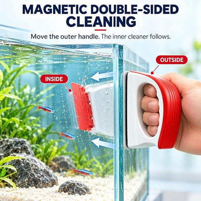 Petzlifeworld BL-M6 Mini Magnetic Aquarium Glass Cleaner – Red with  White