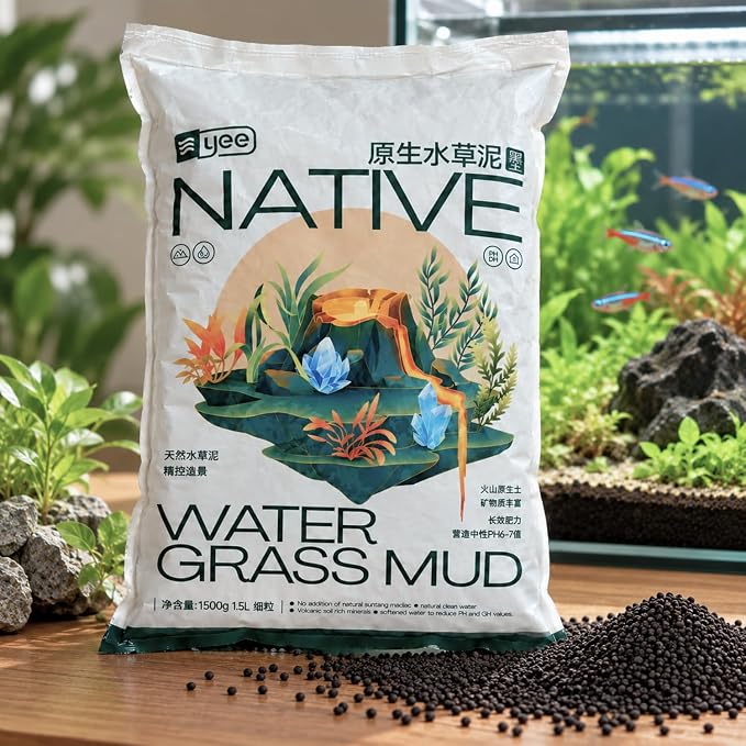 YEE    0.5L, 1.5L &amp; 3L Native Aqua Soil for Planted Aquariums | Premium Nutrient-Rich Substrate for Aquatic Plants, Shrimp & Freshwater Fish | pH Buffering 6.0–7.0 | Low Dust Granules