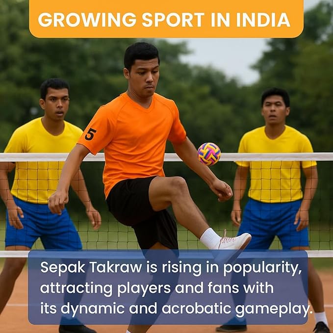 petzlifeworld Sepak Takraw Competition Ball (Multi Color) Imported from Thailand | Kick Volleyball Training & Tournament Ball | Durable Woven Design | Growing Sport in India