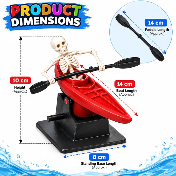 Petzlifeworld Dancing Skeleton Kayak Aquarium Ornament with Moving Rowing Action – Random Colour Fish Tank Decoration with Paddle & Stable Base