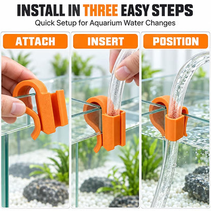 Petzlifeworld 1 Pc Orange Aquarium Water Pipe Holder Bracket | Anti-Slip Fish Tank Hose Clamp for Water Changing, Siphoning & Bucket Transfer