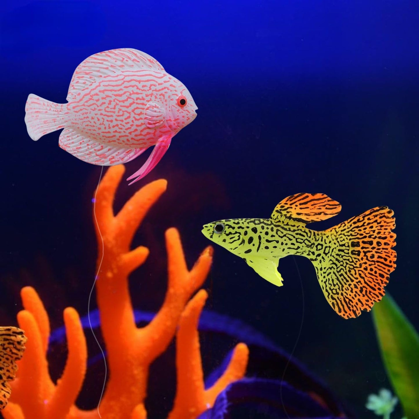 PetzLifeworld 2 Pcs Silicon Floating Simulating Fake Fish for Aquarium Fish Tank Decorations