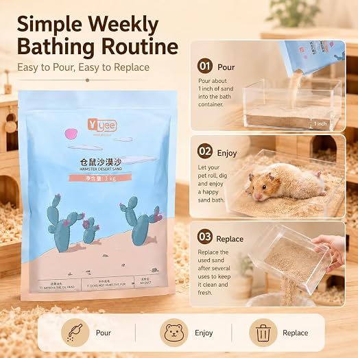 YEE Hamster Desert Bath Sand – 1kg | Natural Dust-Free Grooming & Potty Sand