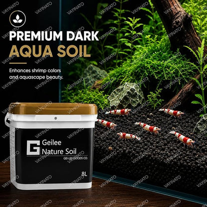 Petzlifeworld Gei-Lee Aqua Soil 8L Premium Shrimp & Planted Aquarium Substrate | pH Stabilizing Technical Soil for Caridina Shrimp | Natural Black Aquascaping Soil for Freshwater Nano Tanks
