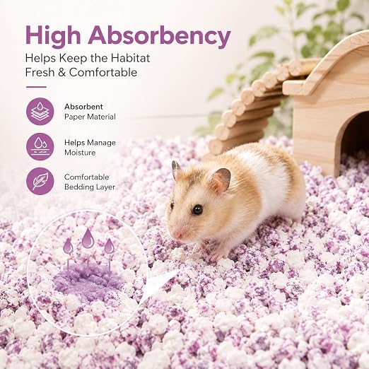 Petzlfiewrold YEE Color Paper Grain Hamster Bedding 1kg (Dark Green and Purple ) | Soft & Absorbent Paper Pellets | Low-Dust & Deodorizing Cage Bedding for Hamsters & Small Pets