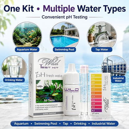 Petzlifeworld Aquatic Remedies Aquatic Remedies Wild pH Fresh Water Test Kit | 50 Tests | Colour Comparison Water Testing Kit for Aquarium, Swimming Pool, Tap, Drinking & Industrial Water