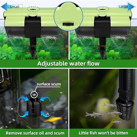 YEE Built in UV Light Fitted Hang On Back Filter (YBB-007) - 8 Watts, 650L/Hr with Surface Skimmer and Flow Control Knob for Aquarium Fish Tank Clear Water