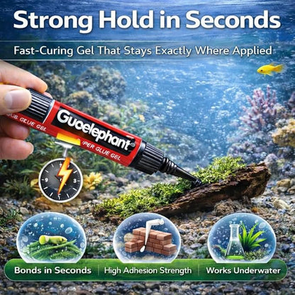 petzlifeworld Aquarium (Guoelephant) Glue Quick-Dry Gel – Fish Safe Adhesive for Aquascaping Plants, Moss, Coral & Driftwood