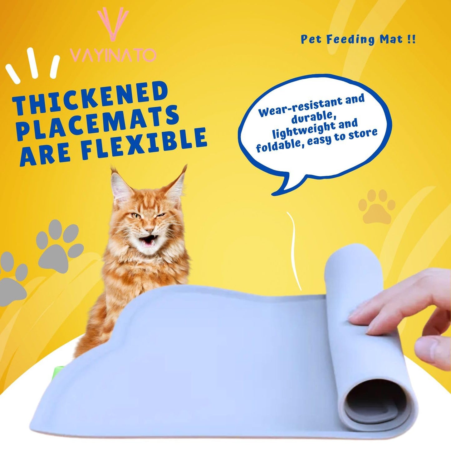 Petzlifeworld Cat Head-Shaped Grey Pet Feeding Mat with Raised Edges (44 * 24 cm) for Cats & Dogs