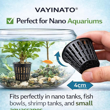petzlifeworld Aquarium Hydroponic Pot 4cm (Black) | Nano Plastic Net Cup for Fish Tank Plants | Reusable Porous Basket for Aquatic & Hydroponic Growing