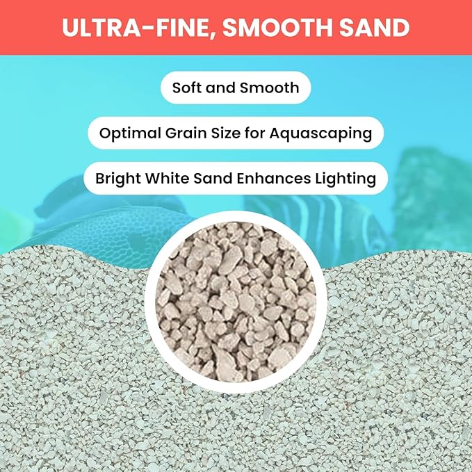 PetzLifeworld Aquarium Aragonite White Sand | Natural pH-Buffering Substrate for Marine, Cichlid, Freshwater & Saltwater Aquariums