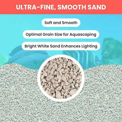 PetzLifeworld Aquarium Aragonite White Sand | Natural pH-Buffering Substrate for Marine, Cichlid, Freshwater & Saltwater Aquariums