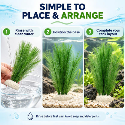 Petzlifeworld 1 Pcs Artificial Water Grass Aquarium Decoration (38 cm) Green Feather-Look Plant with Base | Simulation Aquatic Plant for Fish Tank Landscape & Aquascaping