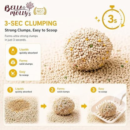 petzlifeworld Bella & Molly’s Fresh Bentonite Cat Litter 5L | 3-Second Fast Clumping | 99.9% Dust-Free | 10X Odor Lock | Long-Lasting Freshness
