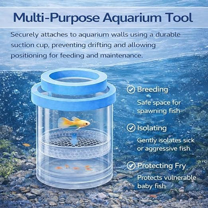 petzlifeworld Floating Fish Breeder Box for Aquarium – 10cm Double Layer Isolation Incubator with Foam Collar | Clear Fry Protection Box for Guppy, Betta & Small Fish