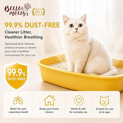 petzlifeworld Bella & Molly’s Fresh Bentonite Cat Litter 5L | 3-Second Fast Clumping | 99.9% Dust-Free | 10X Odor Lock | Long-Lasting Freshness