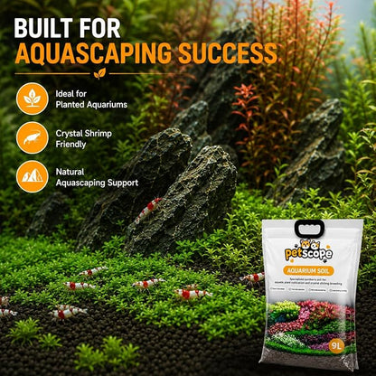 Petzlifeworld Petscope 9L Soil for Planted Aquariums & Crystal Shrimp Tanks | Specialized Synthetic Aquatic Plant Substrate | Quick Clean Water | Long Lasting Fertility | Durable Granule Structure