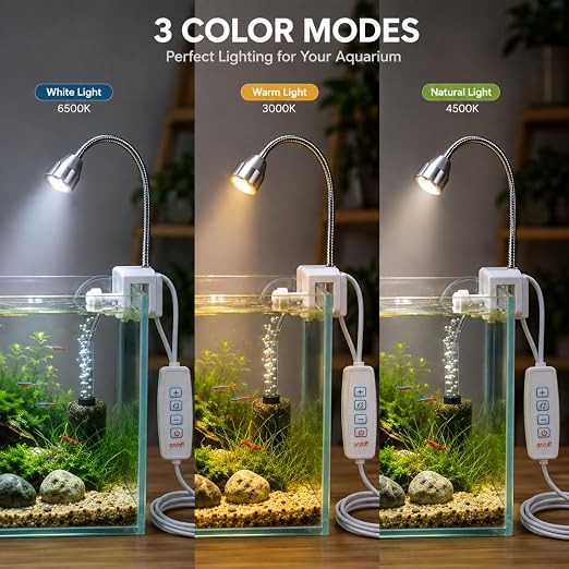 petzlifeworld LY 007 Mini Aquarium LED Spotlight (1 Pc) | 3W Flexible Gooseneck Lamp with Controller | Adjustable Brightness & 3 Light Modes | USB Powered for Fish Tank, Terrarium & Indoor Plants