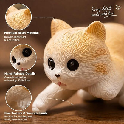 petzlifeworld (3 Pcs Set Mini Cute Cat & Mini Fish Tank | Resin Desktop Decor | Kawaii Cat Figurines for Desk, Aquarium, Dollhouse & Gift | Lightweight, Durable, and Vompact in Size