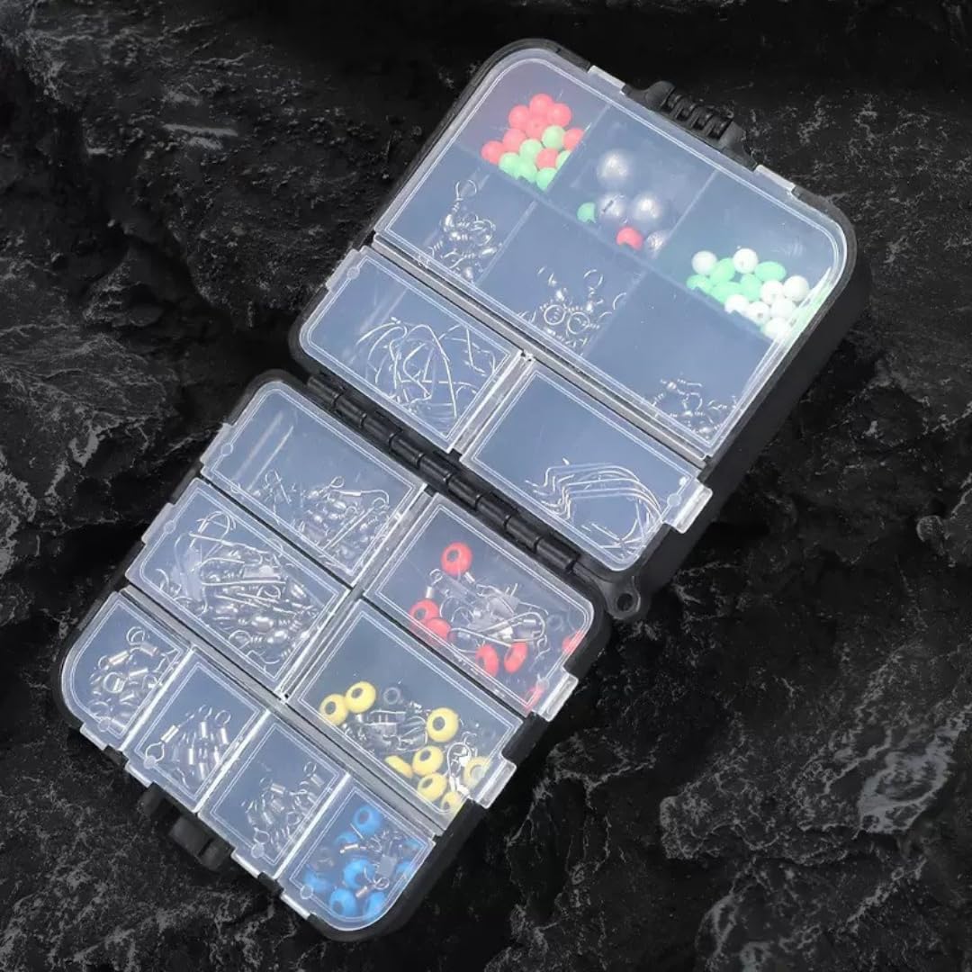 petzlifeworld Mini  and small Portable Fishing Tackle Box, 1pc Black Multi-Compartment Organizer with Lockable Lid & Design, Durable Lure Storage Case for Hooks, Rigs & Fishing Gear, Ideal for Anglers & Outdoor Use