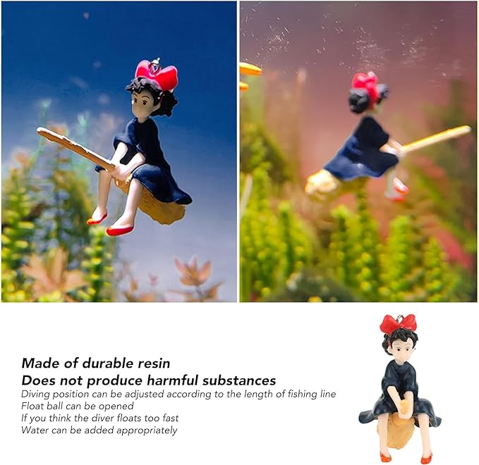 Petzlifeworld 2 Pcs Floating Little Witch Aquarium Decorations Landscaping Fish Tank Toy – Cute and Lifelike Ornaments for a Magical Underwater World!